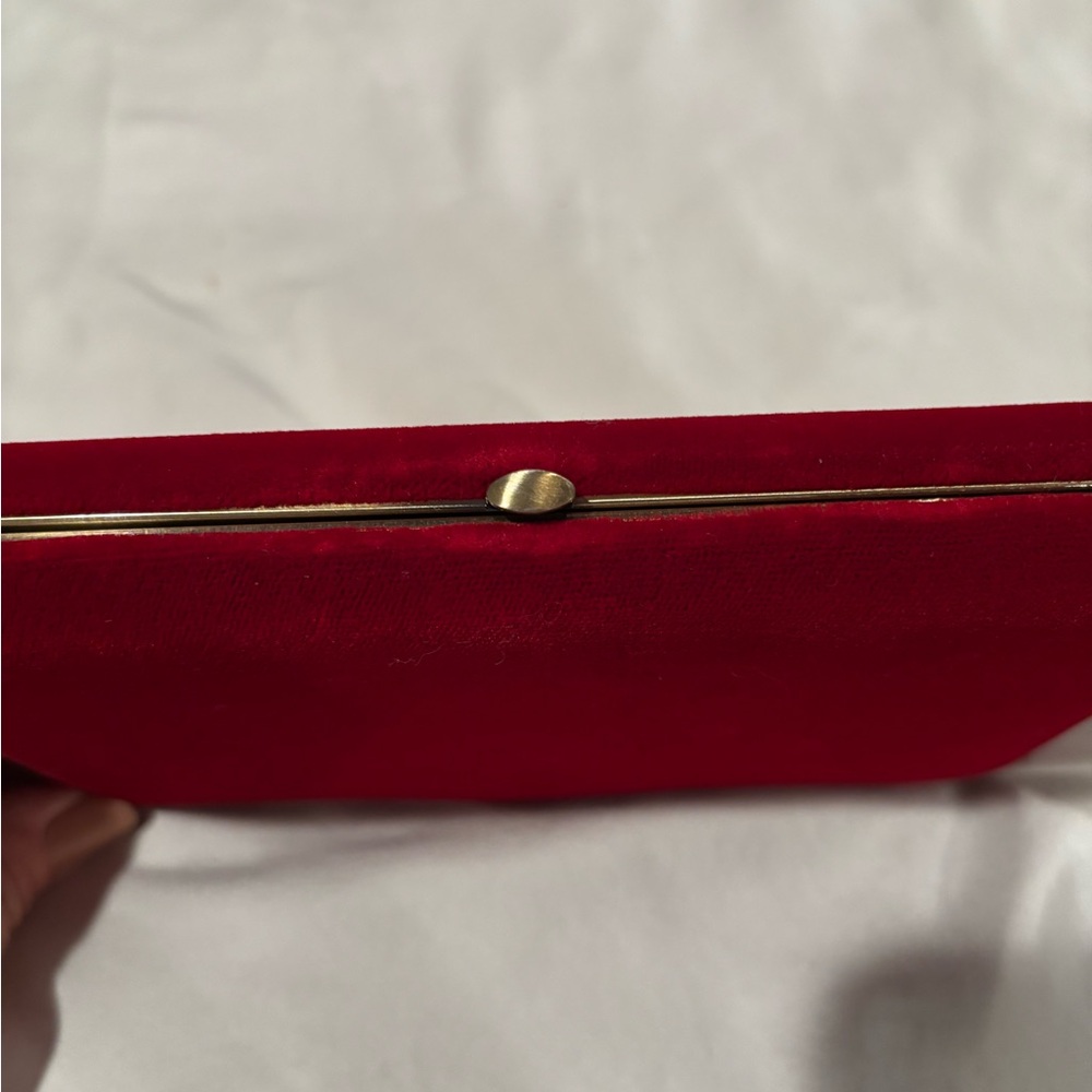 Red Clutch with Rhinestone Accent - Picture 4 of 10